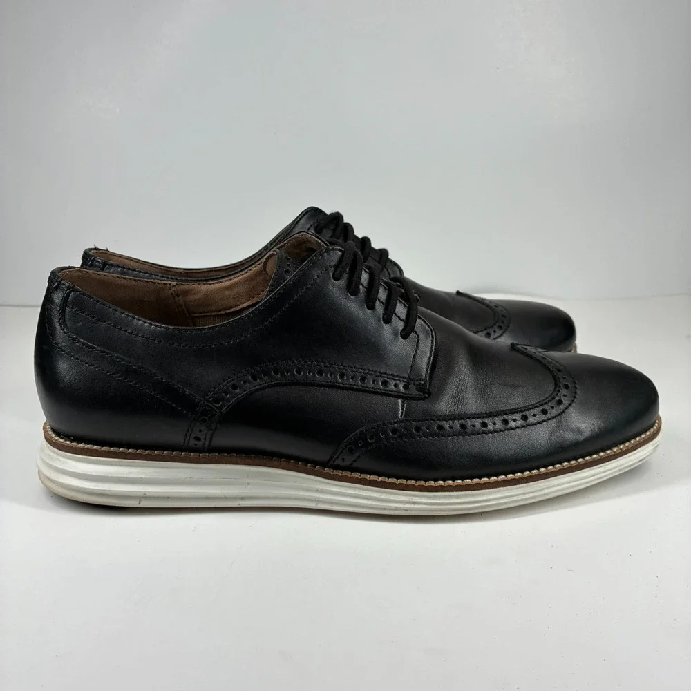 Cole Haan OriginalGrand Men's US 11M Black Leather Wingtip Oxford Shoes C26469